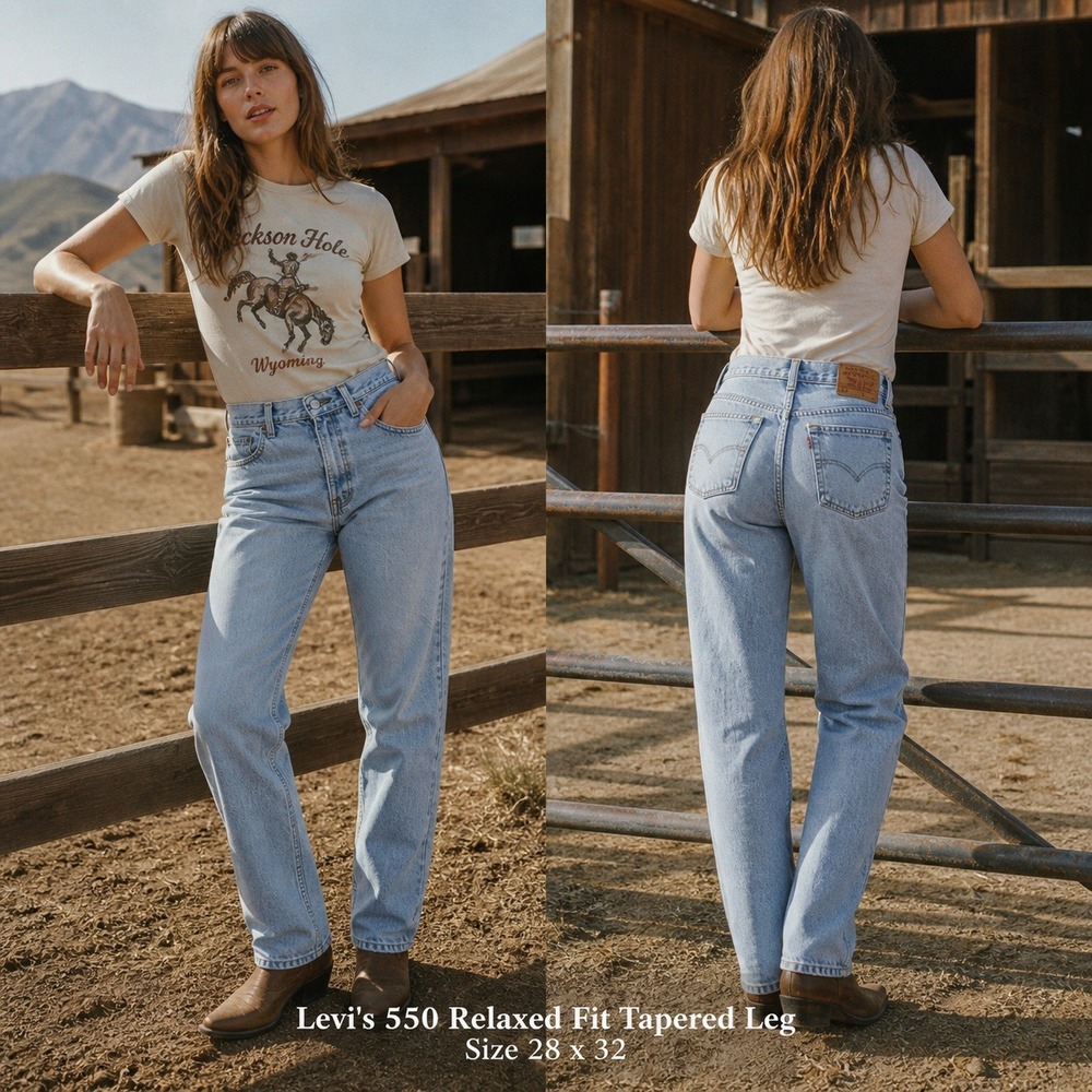 Vintage Levis 550 Relaxed Fit Jeans 28x32 Y2K 2002‎ Light Wash High Rise 10